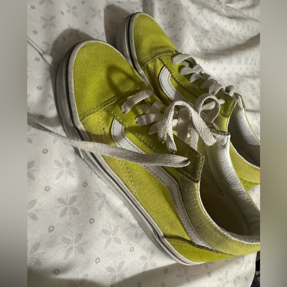 Vans Kids Lime and White Sneakers